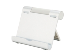 Suporte Para Telefone Tablet Giratório 180° Plegável Alumínio Silicone 5kg Para Escritório Prata