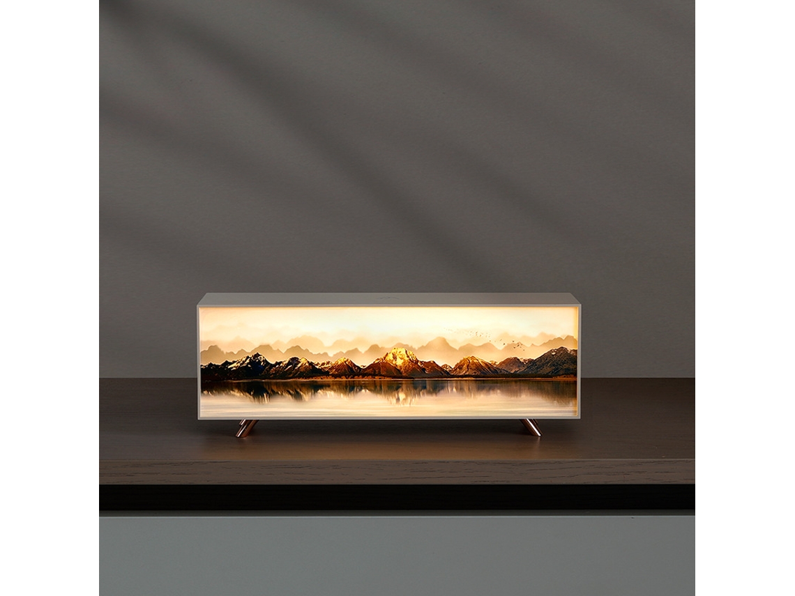 Luminária decorativa retangular com conjunto de luz e sombra, interruptor de toque sensível, iluminação ambiente brilhante e luz noturna.