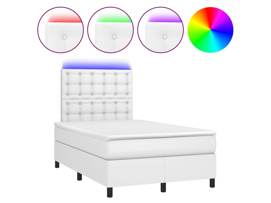 Box Spring Bed, Box Spring Beds Vidaxl Branco Couro Artificial (120 X 200 Cm)