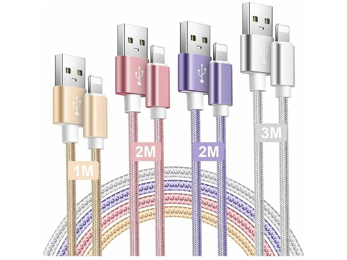 Cabo Iphone Carregador Iphone 1m/2m/3m Certificado Mfi Cabo Lightning Trançado De Nylon Carregamento Rápido Compatível Com Iphone 13 Pro Max Xr 11 1
