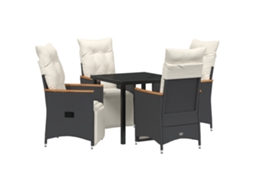 Conjunto 5 De Jantar De Jardim De Vidaxl Com Almofadas Preto Rattan Poliéster