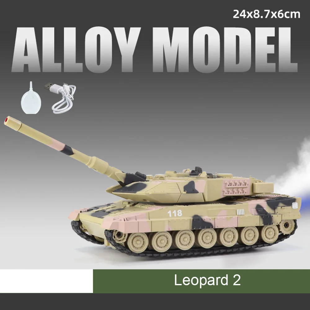(leopardo 2 Amarelo) Miniatura Em Escala 1:32 Com Efeitos Sonoros E Luminosos - Peça Decorativa