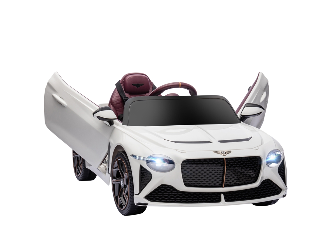 Carrinho Elétrico Bacalar para Crianças de 3 a 5 Anos, 2 Motores 12V 25W, Controle Remoto, 3-5 km/h, 2.4g, Branco