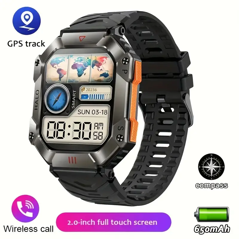 SHAH ARPAN Smartwatch: Chamadas Bluetooth Três Provas Preto