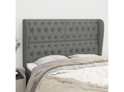 Vidaxl Cabeceira Cama C/ Abas Tecido 163x23x118/128 Cm Cinzento-escuro