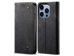 Capa Em Couro Pu Anti-queda Para Apple Iphone 16 Pro Max - Preto