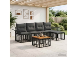 Vidaxl Conjunto De Sofás Para Exterior 6 Pcs Preto E Cinza Escuro