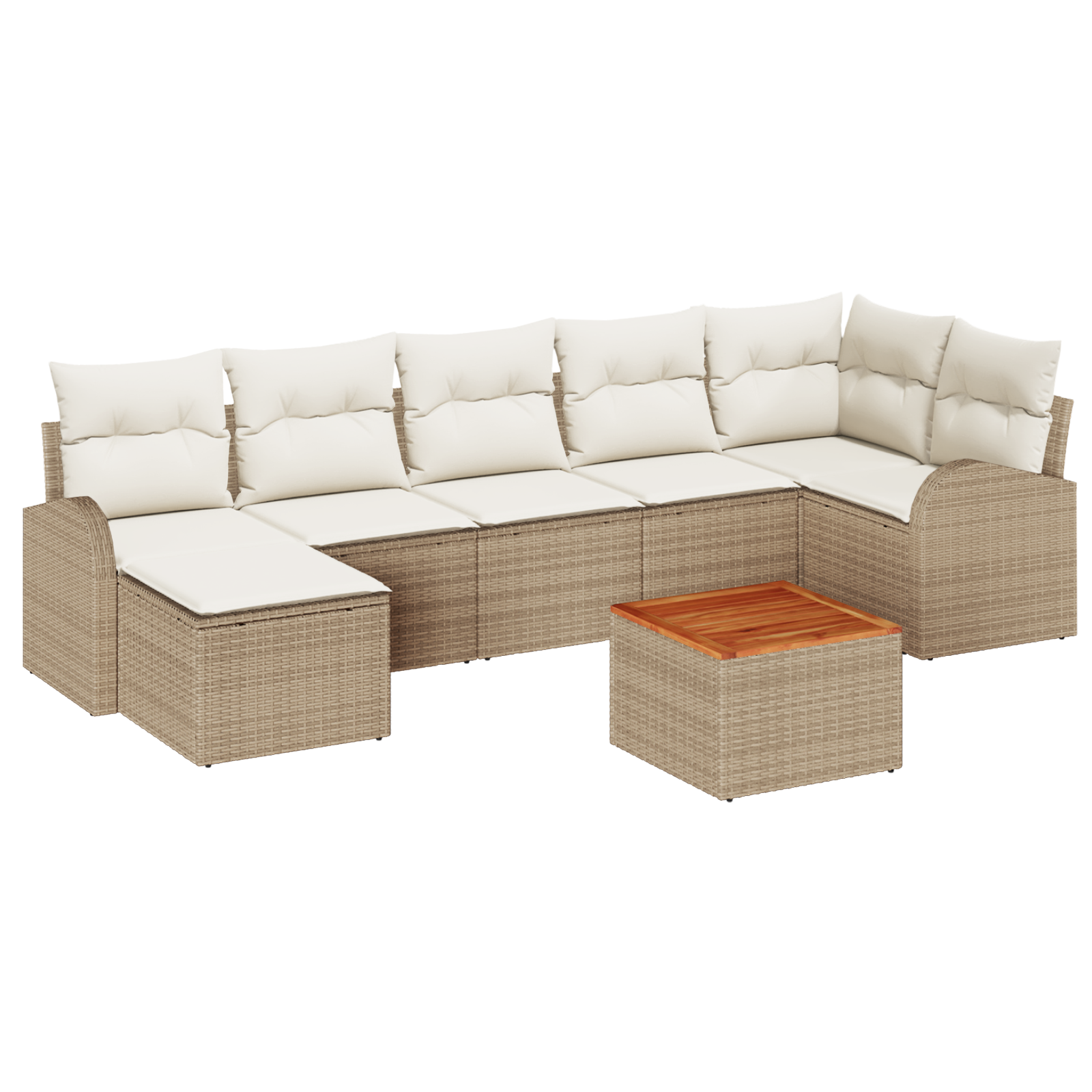 Conjunto 8 Conjunto De Sofá De Jardim Vidaxl Bege Vime Pe (289 X 124 X 69 Cm)