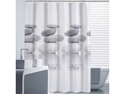 Cortina De Ducha Textil 200x200 Cm Gris Antihongos Repelente Al Agua Resistente Molde 100% Poliéster Con Anillos