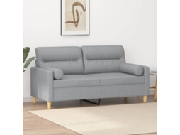 Vidaxl Sofá 2 Lugares + Almofadas Decorativas 140cm Tecido Cinza-claro