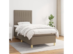 Cama com Colchão de Molas Acinzentado PANGSHIYUAN Madeira Tecido Cinzento (80x200cm)