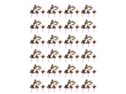 Flores Artificiais Pinhas Bagas Vermelhas 24 Conjuntos para Decoração Presente Festa Casamento S/MARCA