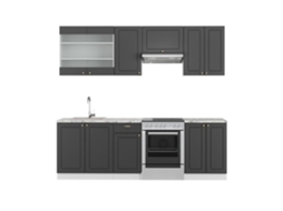 Cozinha Fame-Line, 240 cm sem bancada, ouro antracite/branco, Vicco