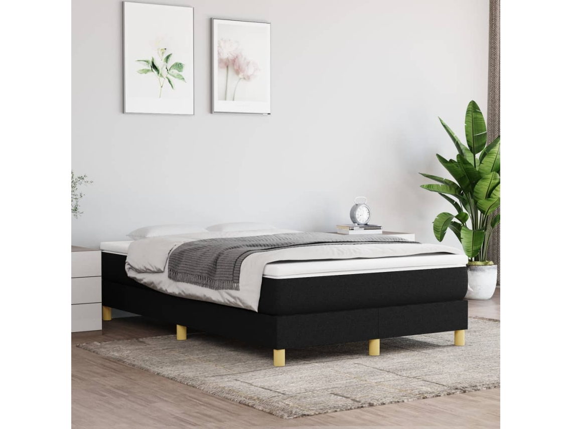 Vidaxl Cama Com Molas/colchão 120x200 Cm Tecido Preto