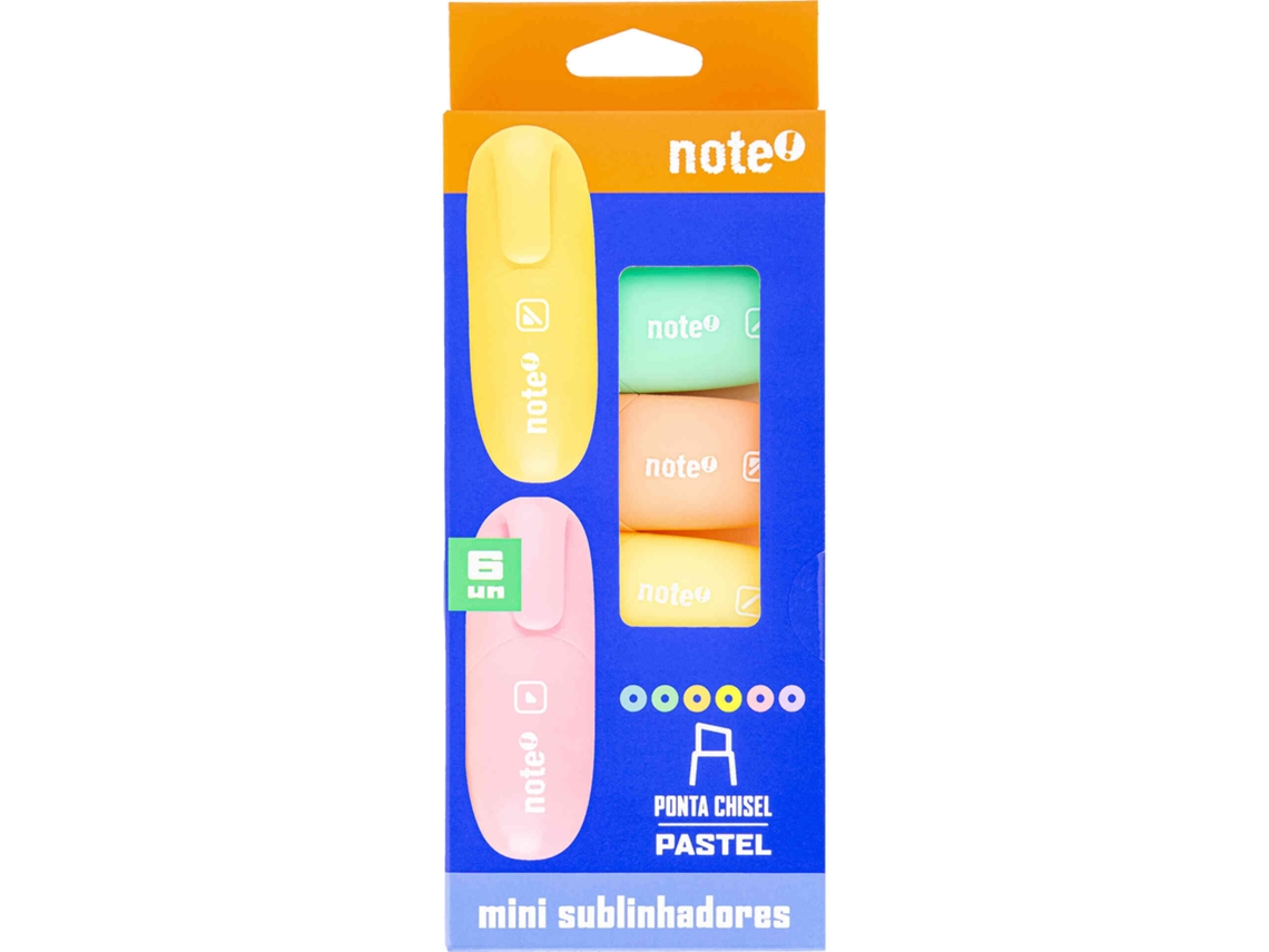 Conjunto 6 Mini Sublinhadores Pastel NOTE!