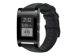 Bracelete de Smartwatch para Pebble Gen 1 de couro genuíno de cera de óleo (preta)