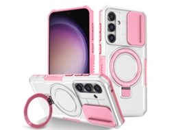 Capa Zruxe Compativel Com Samsung Galaxy S23 Fe 5g (camshield - Magsafe - Tpu - Híbrido - Pc - Rosa - Branco)