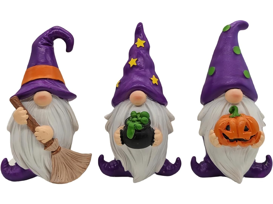 Kit de Três Gnomos de Jardim para Áreas Externas Figuras Decorativas para Uso Interno e Externo, Decoração de Pátio, CHABERLU