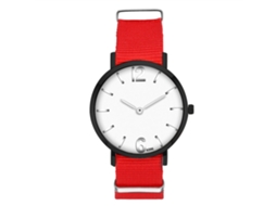 Relógio de Pulso Masculino de Quartzo com Pulseira de Nylon Mostrador Redondo Casual Vermelho