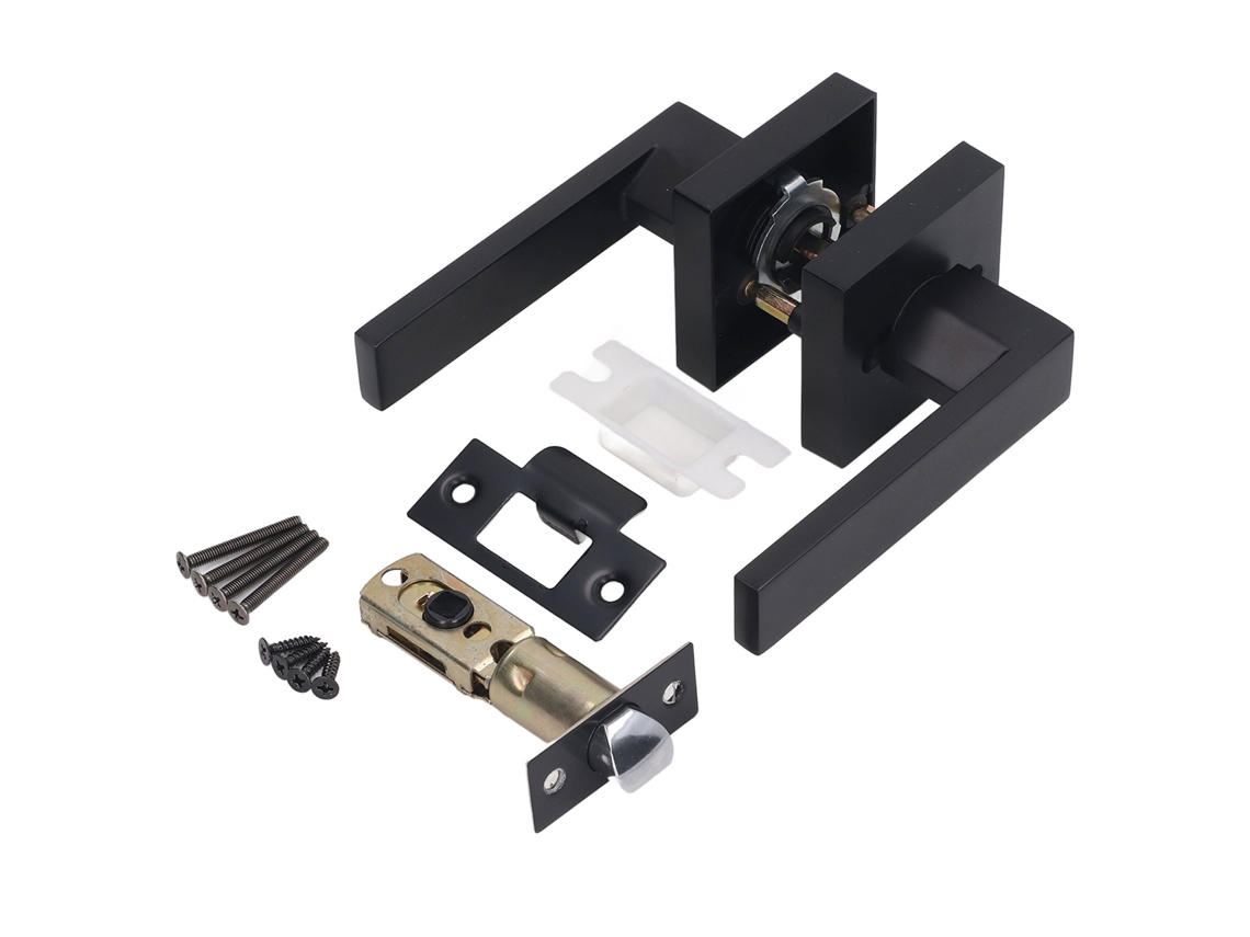 Conjunto De Maçaneta De Porta De Passagem Interior Mango Metal Decoração Preta Para Espessura De 35‑50mm