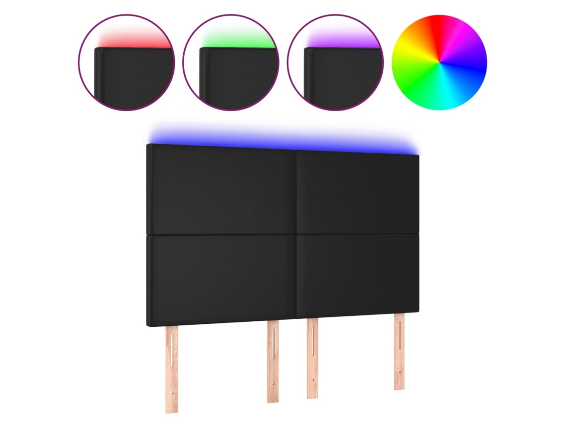 Led Headboard, Led Headboards Vidaxl Preto Couro Artificial (144 X 5 X 118/128 Cm)