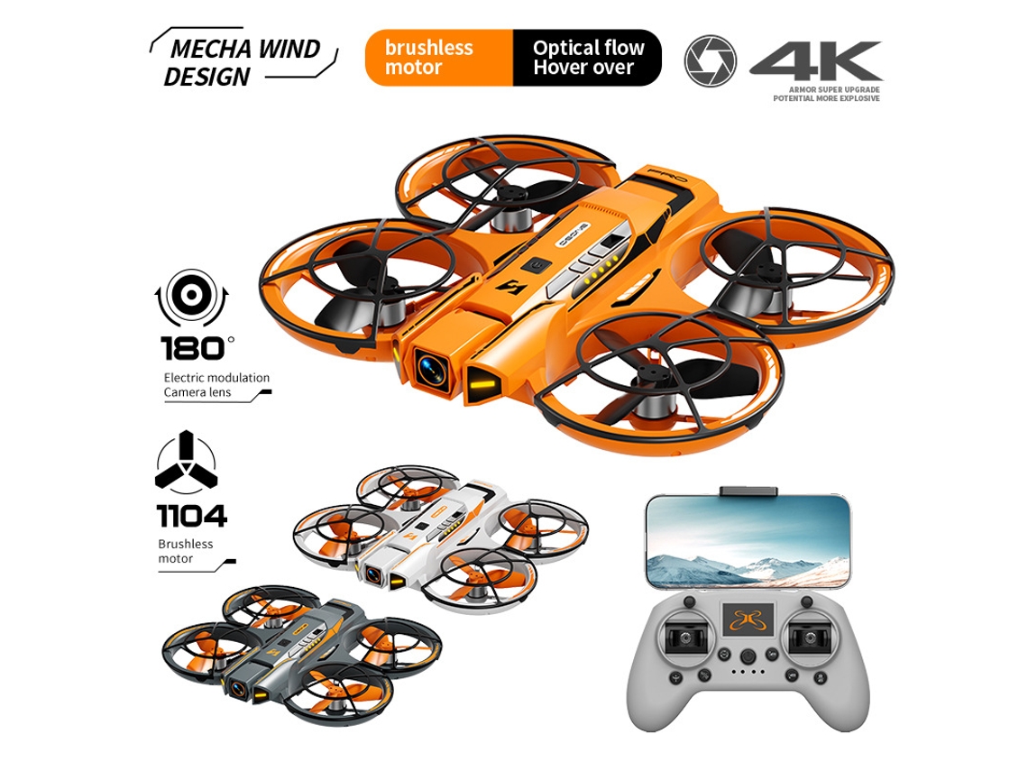 Mini Drone A21 Com Câmara Hd 4k Profissional, Wi Fi, Controlo De Altitude, Drone Com Câmara Fpv Para Iniciantes 1 Bateria Laranja Bestvite