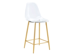 Conjunto 4 Banquetas Transparentes, Assento Acrílico, Estrutura Metálica Prata/dourada/preta, Cadeiras Modernas Para Cozinha, Bar Ou Sala.