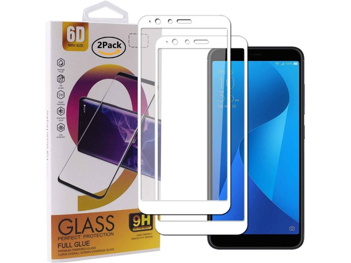 Película Vidro Temperado Asus Zenfone MAX Plus M1 ZB570TL HONGWE. Cobertura Completa Branco