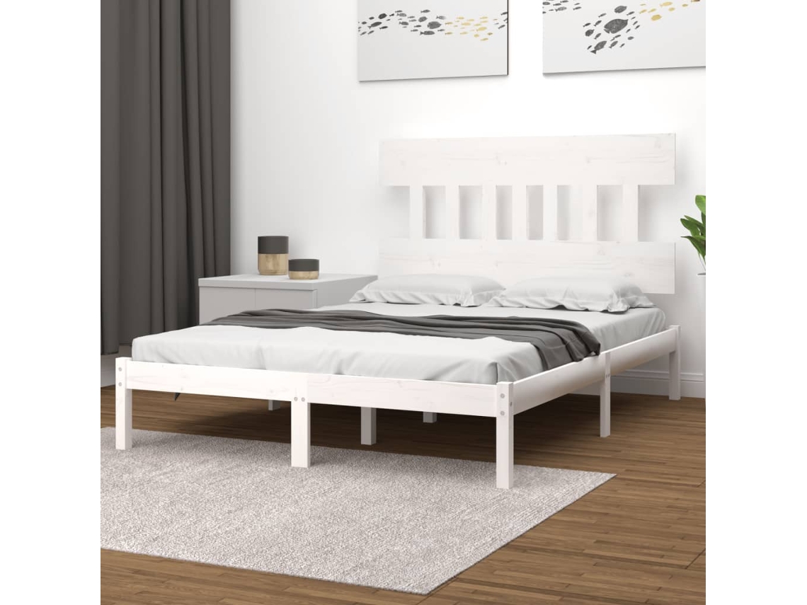 Vidaxl Estrutura de Cama 200x200 Cm Madeira Maciça Branco