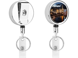 Porta Crachá Retrátil De Metal Com Vista Noturna De Las Vegas, Portátil, Em Nylon, Com Cordão De Aço Inoxidável E
