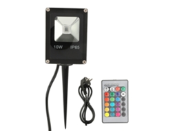 Luz de inundação LED RGB 10W com controle remoto IP65 resistente à água para jardim paisagem gramado | S/MARCA