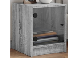 Vidaxl Mesa De Cabeceira C/ Porta De Vidro 35x37x42 Cm Cinzento Sonoma