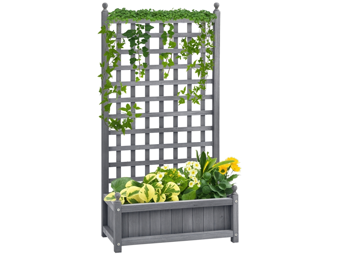 Canteiros Elevados Jardim Com Treliça Treliça Garden Treliça Arco Rosa Com Ajuda Para Trepadeira Madeira Cinza 64 X 28 X 120 Cm-t