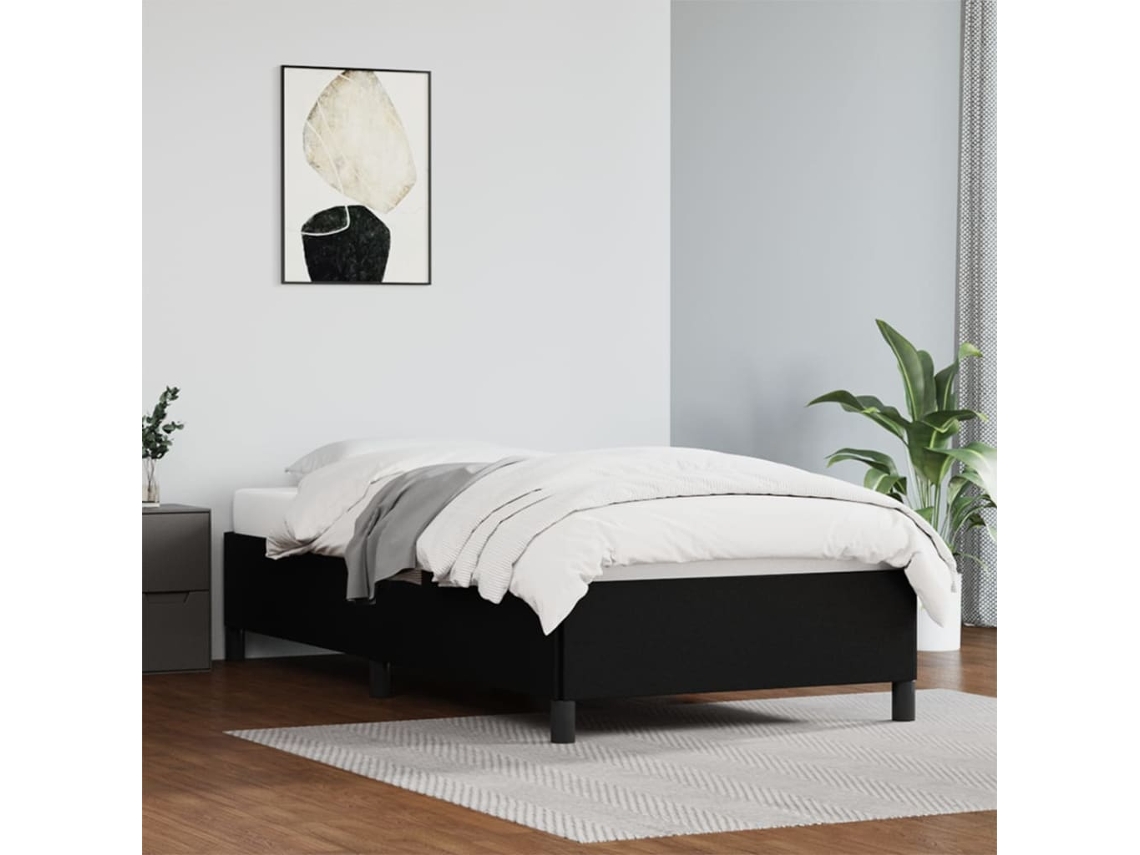 Estrutura De Cama 100x200 Cm Couro Artificial Preto