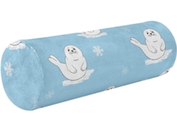 Frodotgv Almofada Terapêutica para Pernas Formato de Foca Bebê Azul e Branca, Redonda Pescoço, Longa