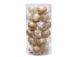 Mini Bolas de Natal Decorativas, Inquebráveis para Festas, Enfeites Festivos, Pendentes, 24 Unidades por Embalagem, Douradas. STELASPLEN