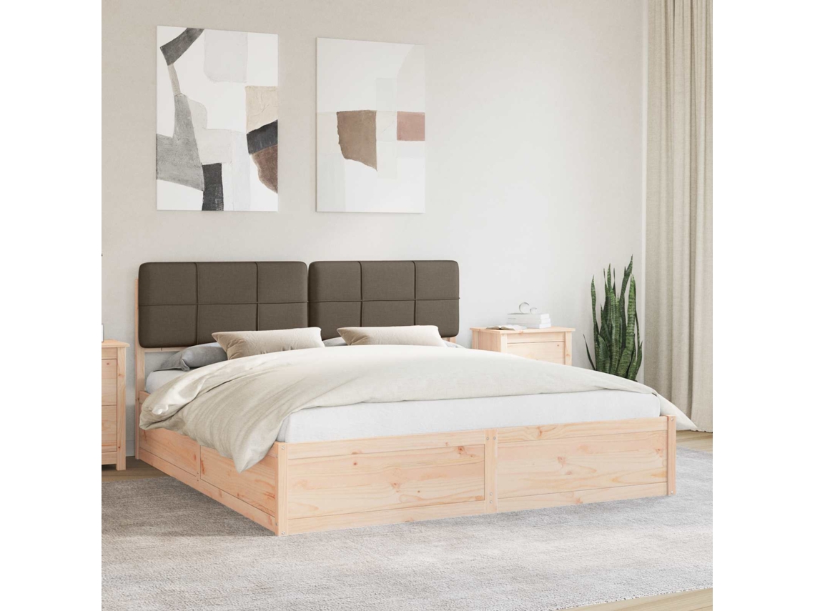 Vidaxl Estrutura De Cama Com Cabeceira Estofada Cinzento-acastanhado