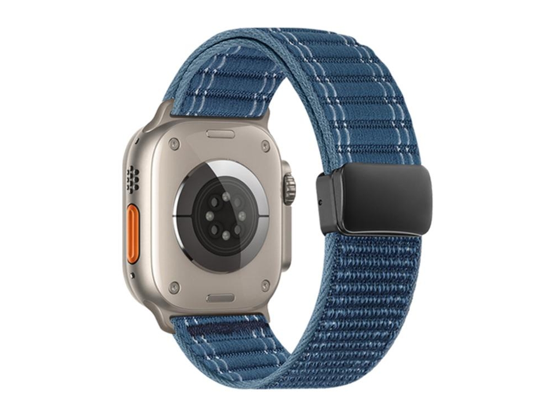 Bracelete para Apple Watch 46/49/45/44mm Nylon com Padrão Ondulado e Fecho Magnético Azul Royal XIAOMOYU