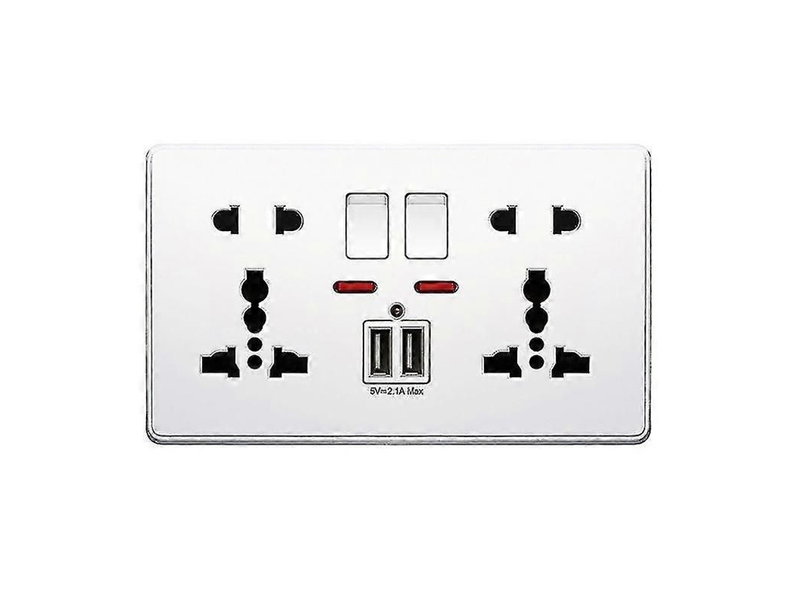 Tomada De Parede Uk 13a Com Botão E Duas Portas Usb