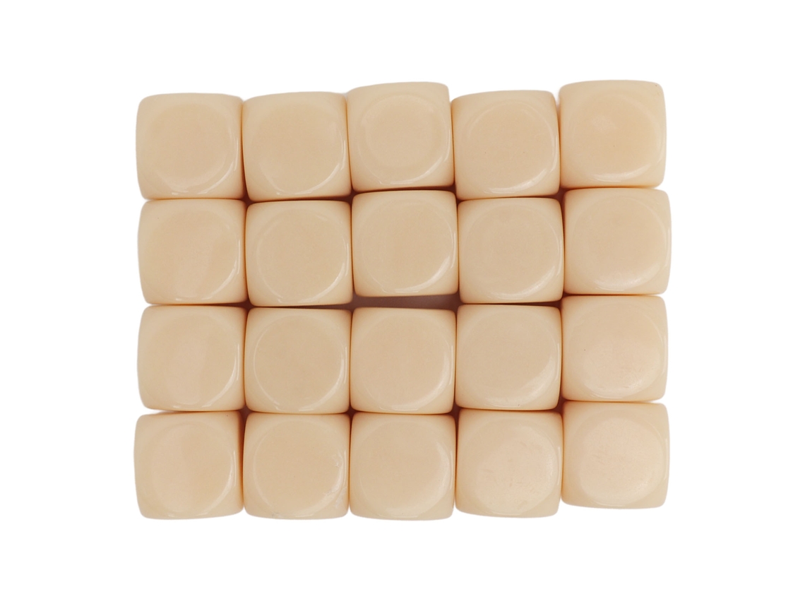 20 Dados De Plástico Com Cantos Arredondados 16mm Em Branco Para Brincadeiras E Ensino