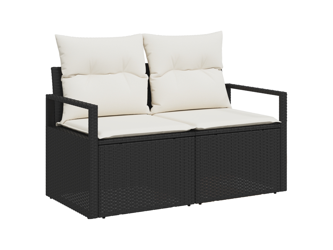 Conjunto 6 Conjunto De Jardim Ao Ar Livre Vidaxl Preto Vime Pe (230 X 117 X 85 Cm)