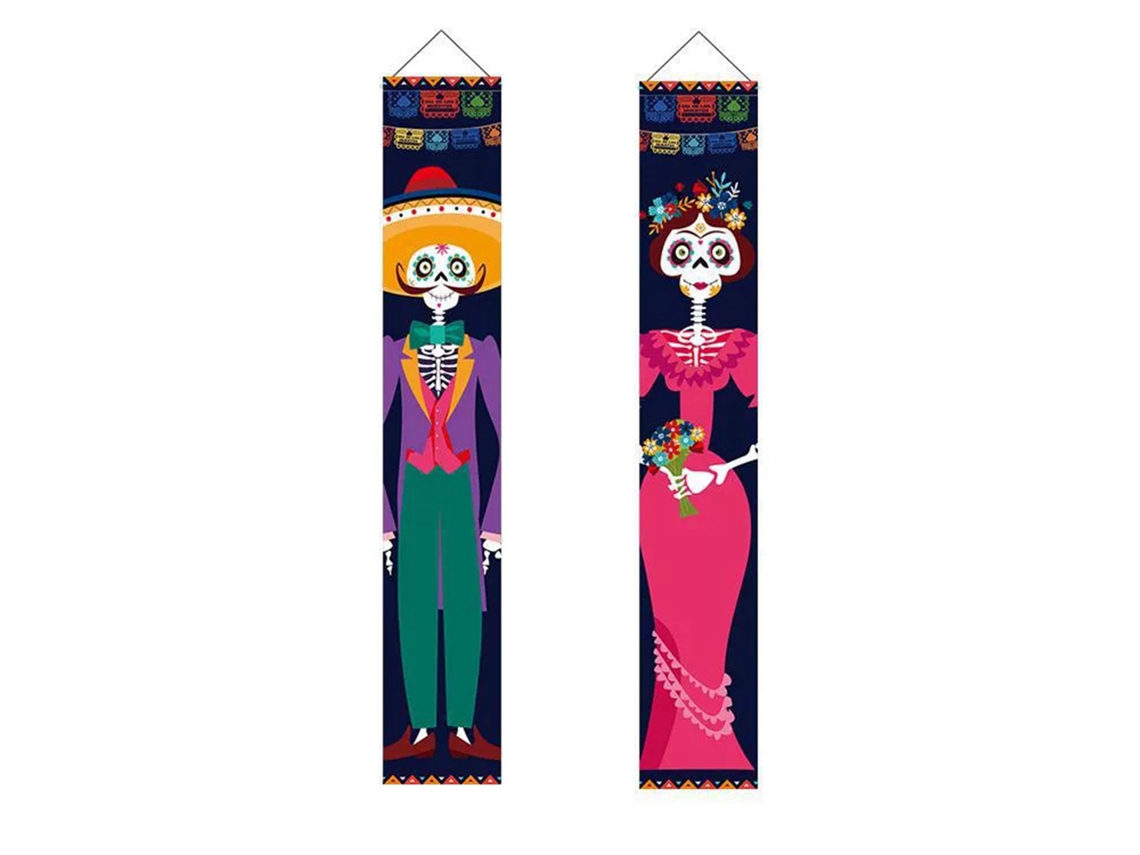 Bandeira Parede Dia Mortos Caveira Poliéster 100d