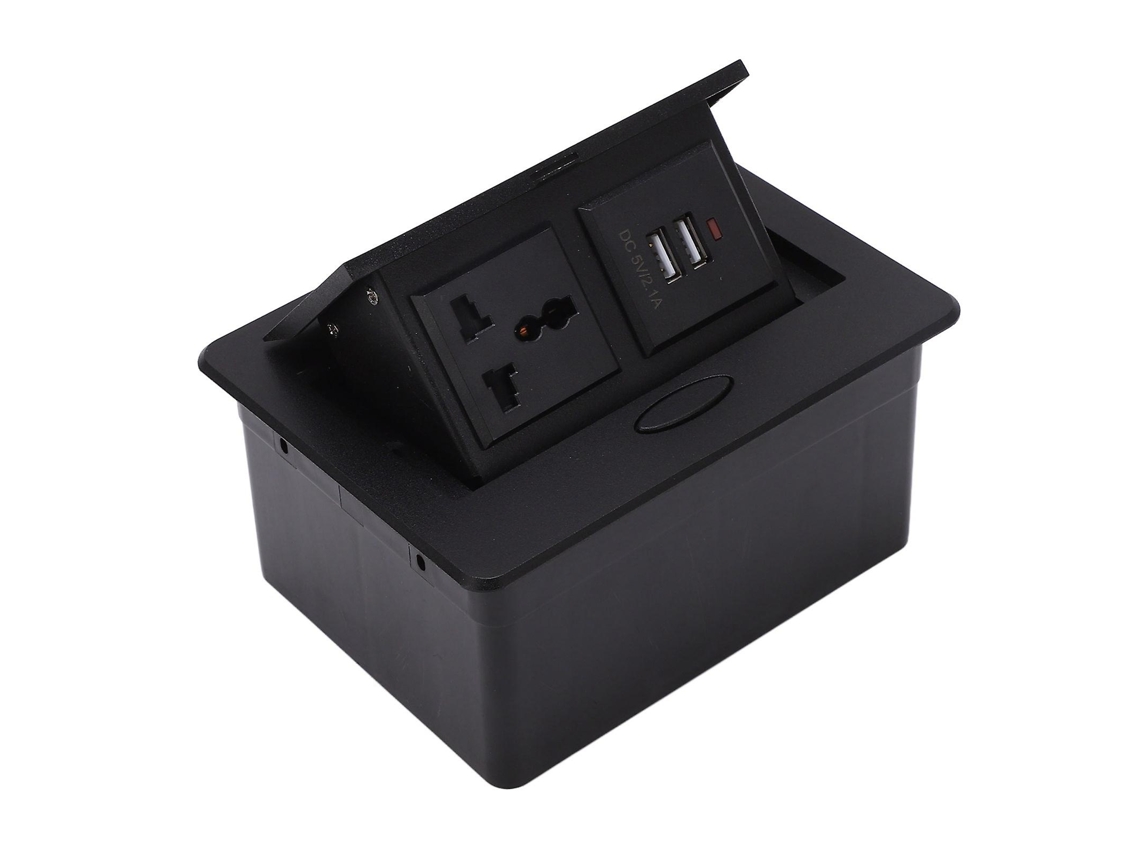 Régua De Tomadas De Mesa Embutida Com 2 Portas Usb, Tomada Universal De 250v Para Escritório E Escola. Olysi Shop