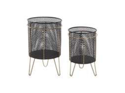 Conjunto de 2 Vasos de Metal, 30x48 Cm, Preto, 36x36x58 Cm ALEXANDRA HOUSE LIVING