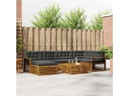 Vidaxl Conjunto De Sofás Para Exterior 7 Pcs Natural E Antracite