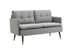 Sofá de 2 lugares cinza, 139x68x80 cm, com almofadas e pés de aço S/MARCA