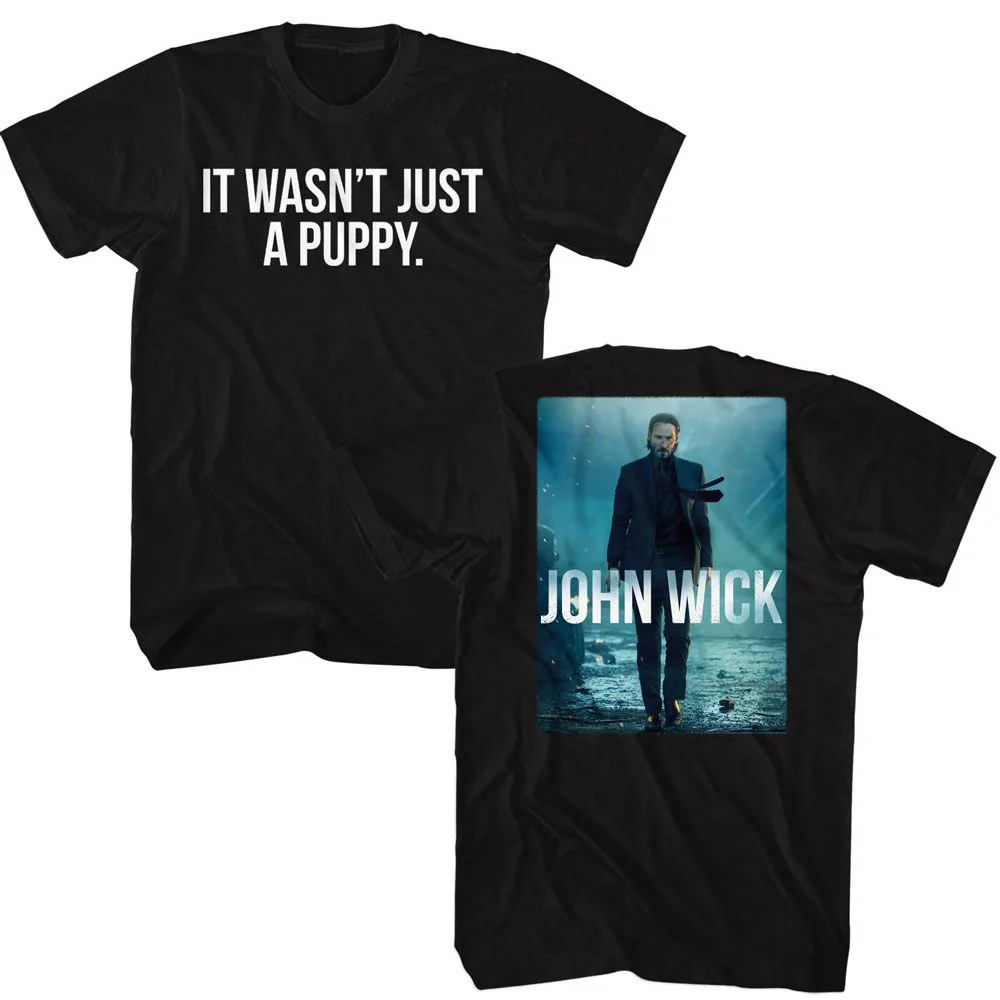 Unisex Adult T-shirt Rockinstone John Wick Wasnt Just A Puppy Front Back Black Sizexxl