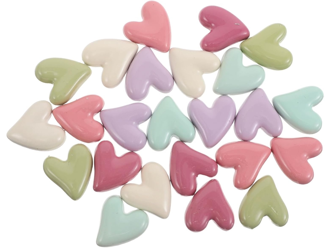 Magiclulu Conjunto De 24 Ímãs Geladeira Decorativos Em Formato Coração, Acabamento Brilhante E Material De Resina
