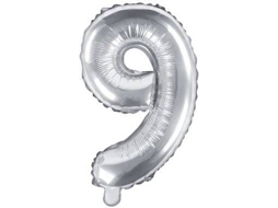 Balão PARTYDECO número 9 Foil 35cm Prateado