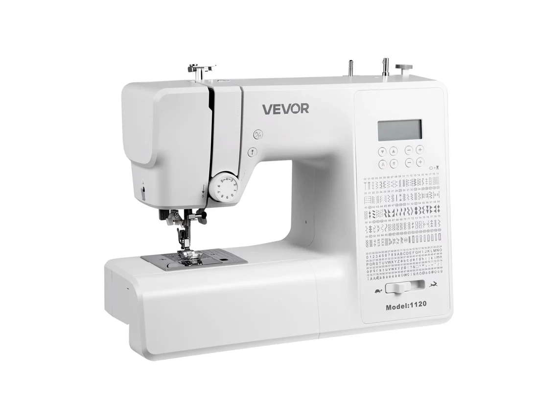 Máquina de Costura Digital 200 Aplicações de Pontos Ecrã Lcd, Branca Vevor